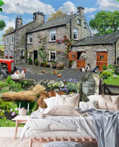 papier peint mural coloré et personnalisable appelé Farmyard par Howard Robinson pour les maisons de retraite