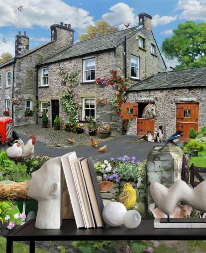 Buntes, individuell gestaltbares Cottage-Tapeten-Wandbild namens Farmyard von Howard Robinson für Pflegeheime Buntes, individuell gestaltbares Cottage-Tapeten-Wandbild namens Farmyard von Howard Robinson für Pflegeheime