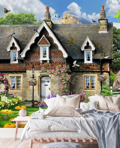 carta da parati colorata personalizzata chiamata Hillside Cottage di Howard Robinson per case di cura