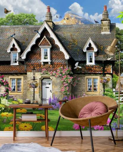 colorido papel pintado personalizado llamado Hillside Cottage de Howard Robinson para residencias de ancianos