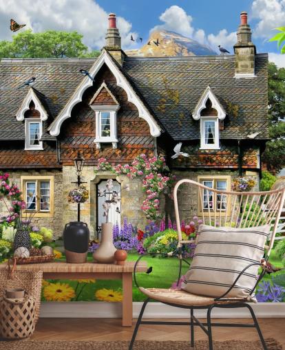 colorido papel pintado personalizado llamado Hillside Cottage de Howard Robinson para residencias de ancianos