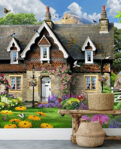 papel de parede colorido personalizado chamado Hillside Cottage de Howard Robinson para casas de repouso