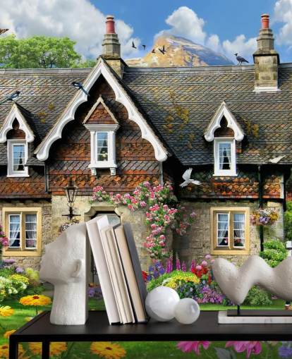 carta da parati colorata personalizzata chiamata Hillside Cottage di Howard Robinson per case di cura