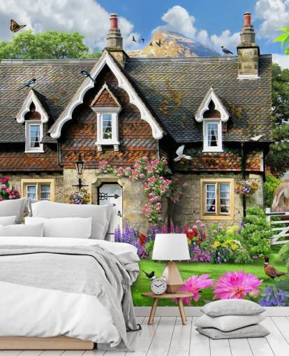 colorido papel pintado personalizado llamado Hillside Cottage de Howard Robinson para residencias de ancianos