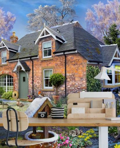 papier peint mural coloré personnalisé appelé Snowdrop Cottage par Howard Robinson pour les maisons de retraite papier peint mural coloré personnalisé appelé Snowdrop Cottage par Howard Robinson pour les maisons de retraite