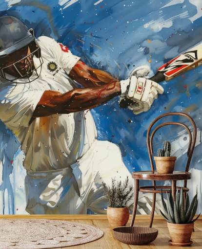 mural de papel pintado de críquet llamado Big Cricket Shot para dormitorios infantiles y negocios mural de papel pintado de críquet llamado Big Cricket Shot para dormitorios infantiles y negocios