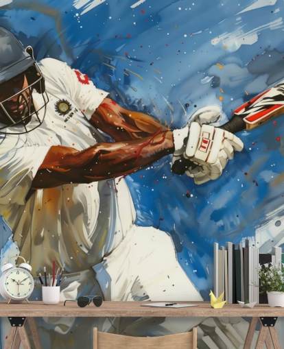 mural de papel pintado de críquet llamado Big Cricket Shot para dormitorios infantiles y negocios mural de papel pintado de críquet llamado Big Cricket Shot para dormitorios infantiles y negocios