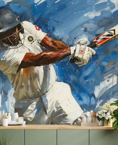 mural de papel de parede de críquete chamado Big Cricket Shot para quartos de crianças e empresas mural de papel de parede de críquete chamado Big Cricket Shot para quartos de crianças e empresas