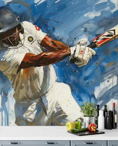cricket wallpaper mural called Big Cricket Shot for child's bedroom and businesses