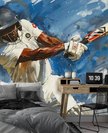 mural de papel de parede de críquete chamado Big Cricket Shot para quartos de crianças e empresas mural de papel de parede de críquete chamado Big Cricket Shot para quartos de crianças e empresas