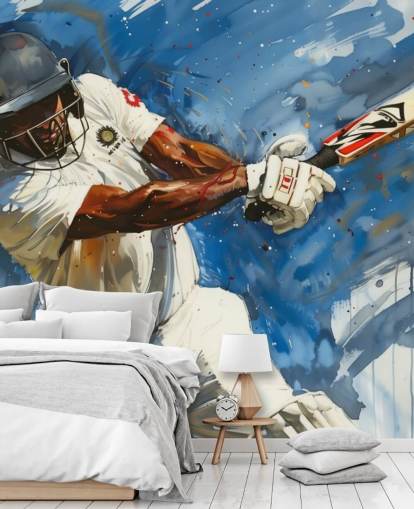 cricket behangmuurschildering genaamd Big Cricket Shot voor kinderkamer en bedrijven cricket behangmuurschildering genaamd Big Cricket Shot voor kinderkamer en bedrijven