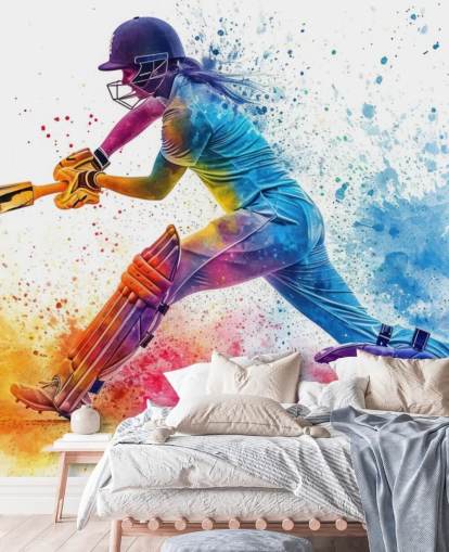 farverigt cricket vægmaleri kaldet Cricket Paint Splash til børns soveværelser og kommercielle rum