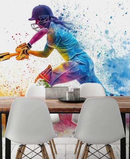 colorful cricket wall mural called Cricket Paint Splash for children's bedrooms and commercial spaces colorful cricket wall mural called Cricket Paint Splash for children's bedrooms and commercial spaces