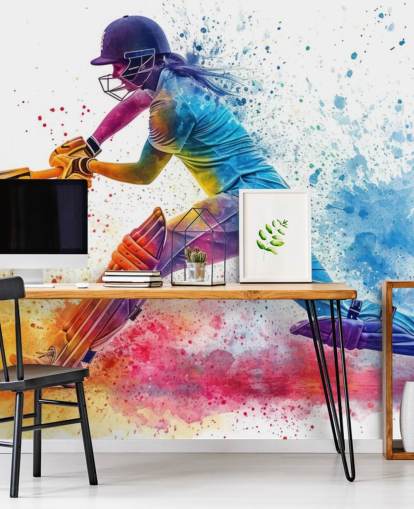 colorful cricket wall mural called Cricket Paint Splash for children's bedrooms and commercial spaces colorful cricket wall mural called Cricket Paint Splash for children's bedrooms and commercial spaces