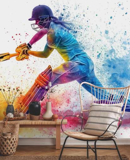 kleurrijke cricket muurschildering genaamd Cricket Paint Splash voor kinderkamers en commerciële ruimtes kleurrijke cricket muurschildering genaamd Cricket Paint Splash voor kinderkamers en commerciële ruimtes