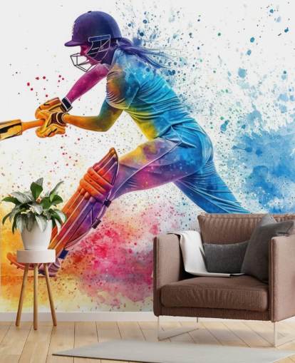 colorful cricket wall mural called Cricket Paint Splash for children's bedrooms and commercial spaces colorful cricket wall mural called Cricket Paint Splash for children's bedrooms and commercial spaces