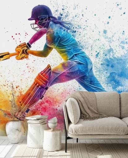 colorful cricket wall mural called Cricket Paint Splash for children's bedrooms and commercial spaces colorful cricket wall mural called Cricket Paint Splash for children's bedrooms and commercial spaces