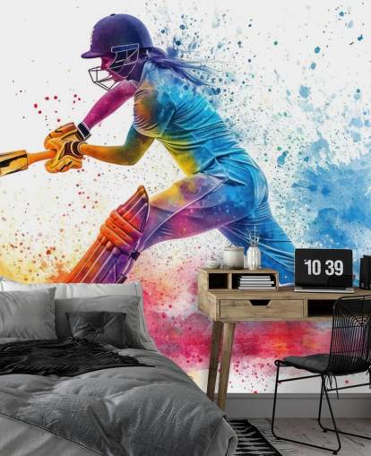 värikäs krikettiseinämaalaus nimeltä Cricket Paint Splash lasten makuuhuoneisiin ja liiketiloihin värikäs krikettiseinämaalaus nimeltä Cricket Paint Splash lasten makuuhuoneisiin ja liiketiloihin