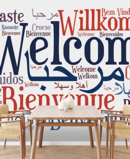 mural de papel pintado escolar blanco y azul llamado Welcome Wordcloud mural de papel pintado escolar blanco y azul llamado Welcome Wordcloud