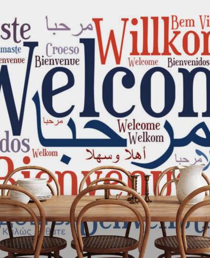 papier peint mural d'école pédagogique blanc et bleu appelé Welcome Wordcloud papier peint mural d'école pédagogique blanc et bleu appelé Welcome Wordcloud