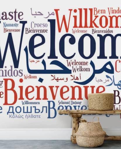 mural de papel pintado escolar blanco y azul llamado Welcome Wordcloud mural de papel pintado escolar blanco y azul llamado Welcome Wordcloud