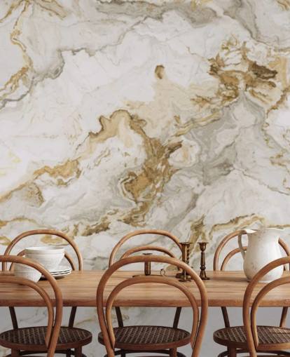 mural de papel de parede de mármore branco e dourado chamado White Marble With Gold Streaks para salas de jantar, banheiros e cozinhas mural de papel de parede de mármore branco e dourado chamado White Marble With Gold Streaks para salas de jantar, banheiros e cozinhas