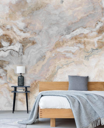 mural de papel pintado de mármol gris y blanco llamado Mármol gris y blanco para cocinas, baños y comedores