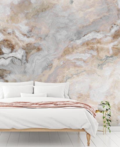 grijze en witte marmeren muurschildering genaamd Grey and White Marble voor keukens, badkamers en eetkamers