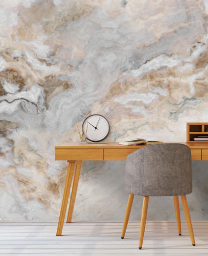 gray and white marble wallpaper mural called Gray and White Marble for kitchens, bathrooms and dining rooms