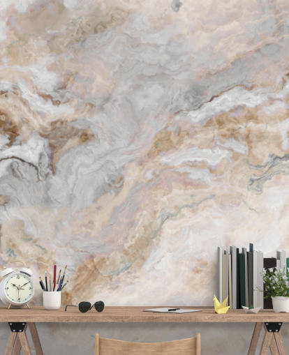 grey and white marble wallpaper mural called Grey and White Marble for kitchens, bathrooms and dining rooms