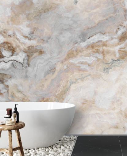 gray and white marble wallpaper mural called Gray and White Marble for kitchens, bathrooms and dining rooms
