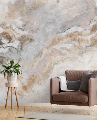 gray and white marble wallpaper mural called Gray and White Marble for kitchens, bathrooms and dining rooms