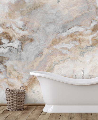 grey and white marble wallpaper mural called Grey and White Marble for kitchens, bathrooms and dining rooms