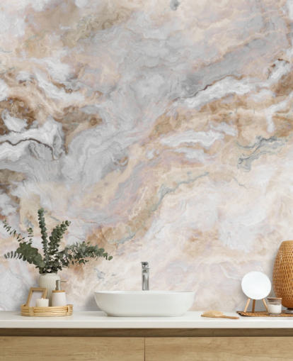 gray and white marble wallpaper mural called Gray and White Marble for kitchens, bathrooms and dining rooms