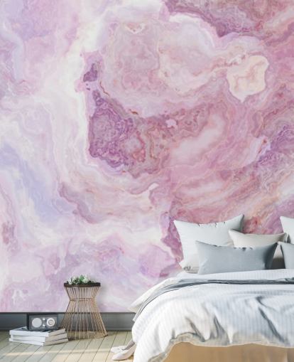 pink and purple marble wallpaper mural called Pink and Purple Swirl for kitchens, bathrooms and teen's bedrooms