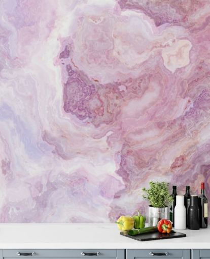 pink and purple marble wallpaper mural called Pink and Purple Swirl for kitchens, bathrooms and teen's bedrooms