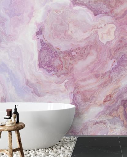 pink and purple marble wallpaper mural called Pink and Purple Swirl for kitchens, bathrooms and teen's bedrooms