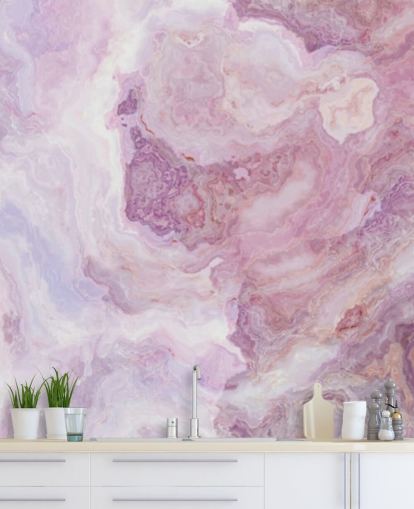 roze en paarse marmeren muurschildering genaamd Pink and Purple Swirl voor keukens, badkamers en tienerkamers