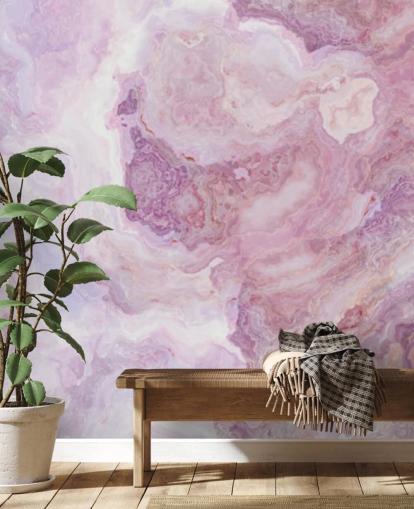pink and purple marble wallpaper mural called Pink and Purple Swirl for kitchens, bathrooms and teen's bedrooms