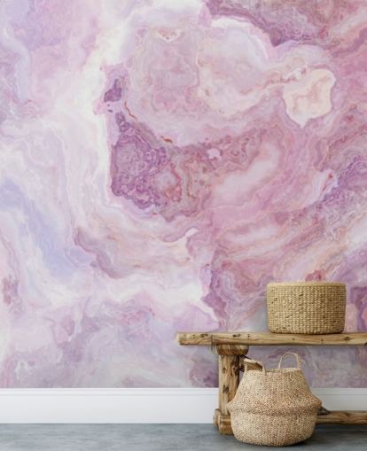 pink and purple marble wallpaper mural called Pink and Purple Swirl for kitchens, bathrooms and teen's bedrooms