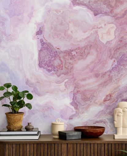 mural de papel de parede de mármore rosa e roxo chamado Pink and Purple Swirl para cozinhas, banheiros e quartos de adolescentes