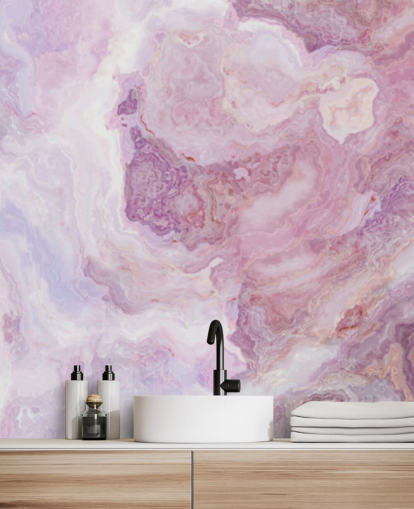 pink and purple marble wallpaper mural called Pink and Purple Swirl for kitchens, bathrooms and teen's bedrooms