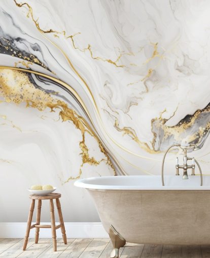 white, gold and black marble wallpaper mural called White, Gold and Black Ink Marble for bathrooms, dining rooms and kitchens white, gold and black marble wallpaper mural called White, Gold and Black Ink Marble for bathrooms, dining rooms and kitchens