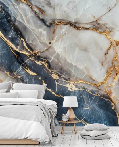 papier peint mural en marbre blanc, bleu et or appelé Statuario White and Blue Marble pour les salles à manger, les cuisines et les salles de bain papier peint mural en marbre blanc, bleu et or appelé Statuario White and Blue Marble pour les salles à manger, les cuisines et les salles de bain