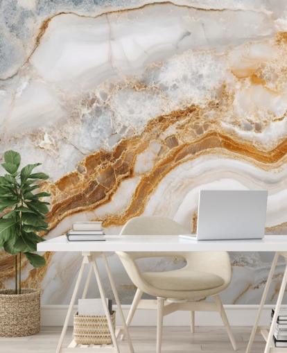 papier peint mural en marbre blanc et doré appelé White Grey and Gold Swirls Marble pour les salles de bain, les cuisines et les salles à manger