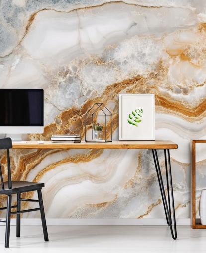Tapetentapete aus weißem und goldenem Marmor namens White Grey and Gold Swirls Marble für Badezimmer, Küchen und Esszimmer