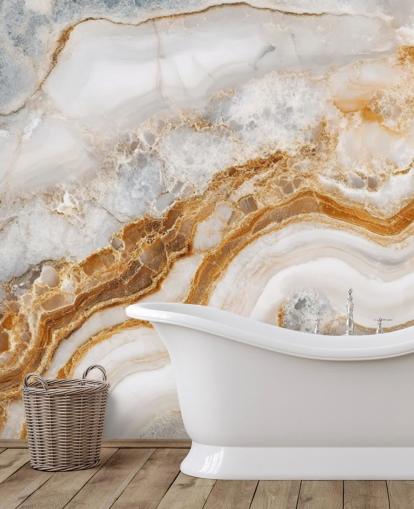 Tapetentapete aus weißem und goldenem Marmor namens White Grey and Gold Swirls Marble für Badezimmer, Küchen und Esszimmer