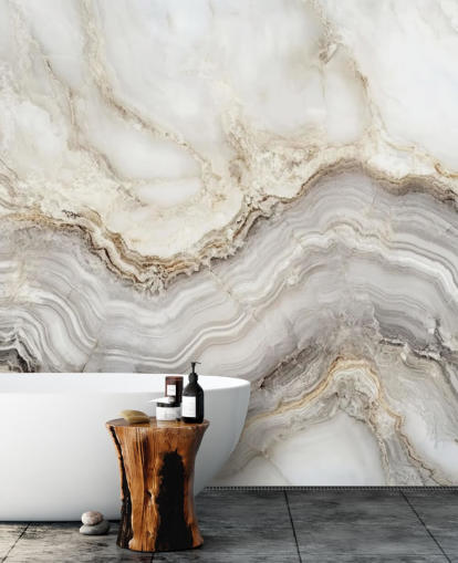 papier peint mural en marbre blanc et gris appelé Elegant White and Grey Marble pour les salles de bain et les cuisines