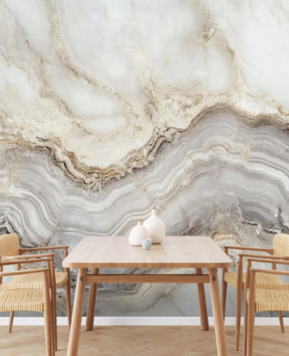 mural de papel de parede de mármore branco e cinza chamado Elegant White and Grey Marble para banheiros e cozinhas