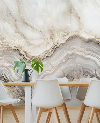 white and grey marble wallpaper mural called Elegant White and Grey Marble for bathrooms and kitchens